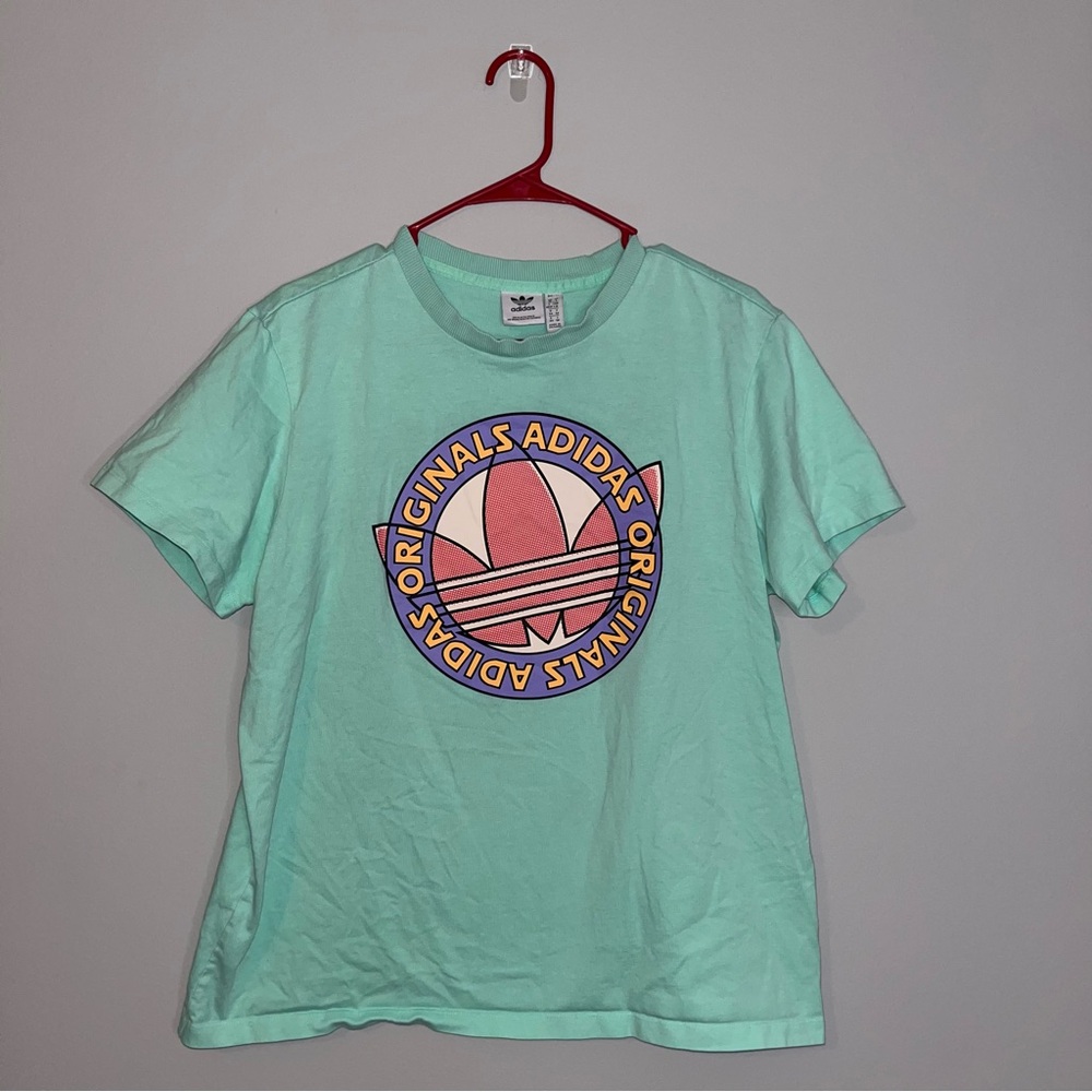 Adidas Mint Green Short Sleeve Tee with Logo